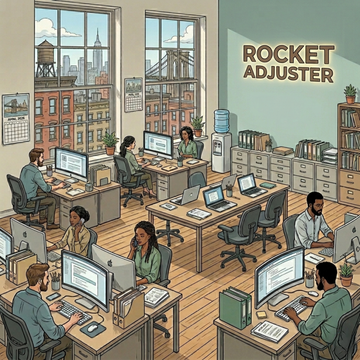 An explanation on what the company Rocket Adjuster does and who they are.